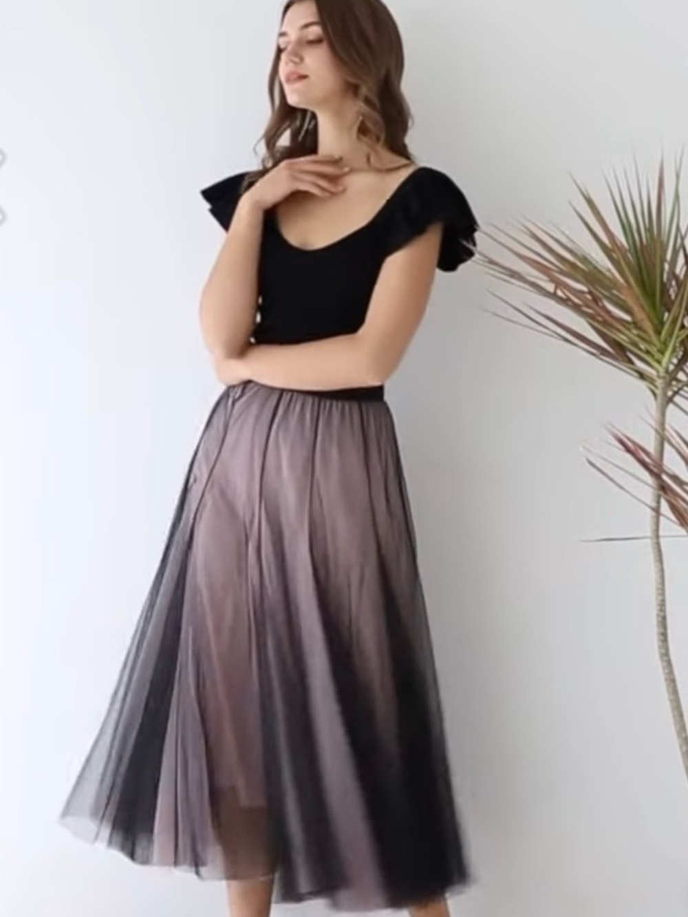 NWT Chicwish Black Ombre Tulle Maxi Skirt